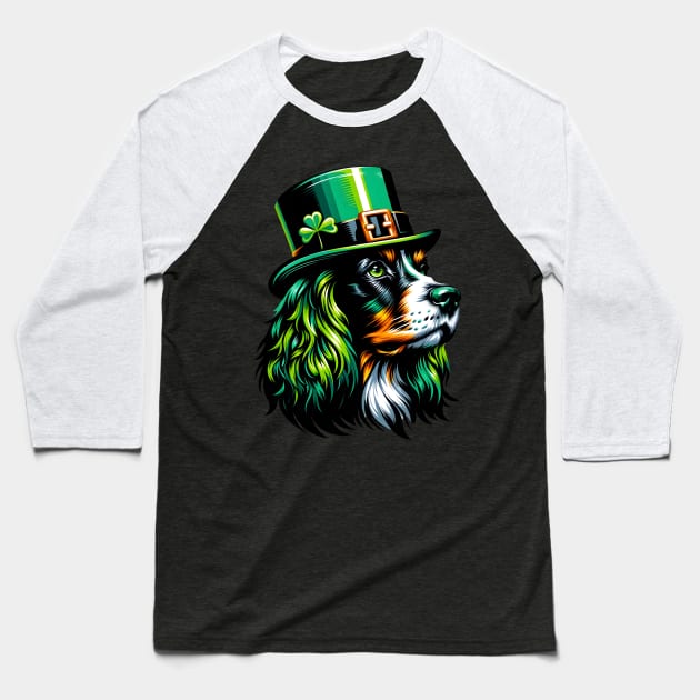 Field Spaniel Enjoys Saint Patrick's Day Fun Baseball T-Shirt by ArtRUs